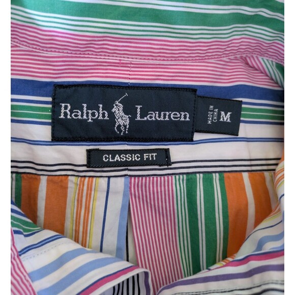Ralph Lauren Classic Fit 100% Cotton Men's MED Striped Button Down Shirt - Picture 7 of 7